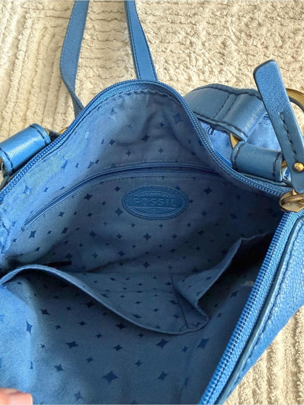 Fossil Blue Leather Crossbody Bag Women's Shoulder Bag - Picture 4 of 6